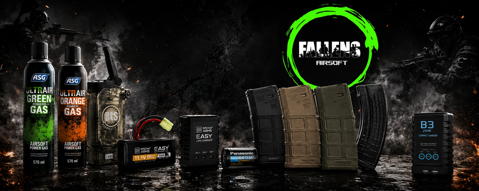 Nově skladem: ULTRAIR plyny, Specna Arms S‑MAG, BLS, nabíjení a servis – FALLENS AIRSOFT